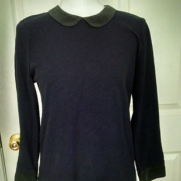 J. Crew Tops - J. Crew S 3/4 sleeve navy women's top silk cuffs